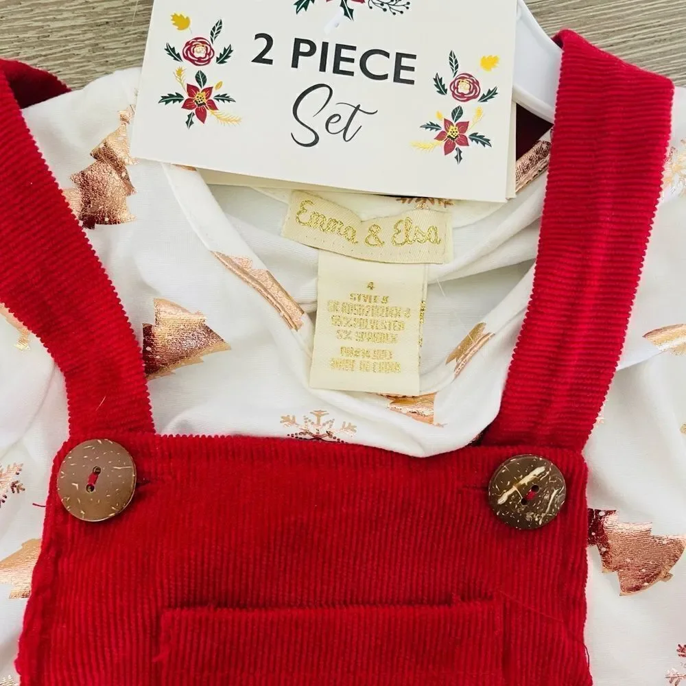 Christmas 2-pc Jumper Dress Corduroy Outfit Set 4